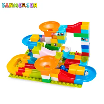 

DIY Building Blocks Marble Race Run Block Maze Ball Track With Funnel Slide Blocks Toy For Children Kid Baby Creative Toys 52Pcs