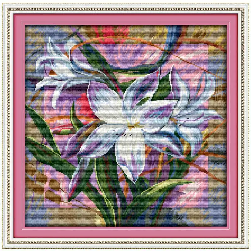 

Lily flower patterns counted Cross Stitch 11CT 14CT Cross Stitch Set Wholesale DIY Cross-stitch Kit Embroidery Needlework