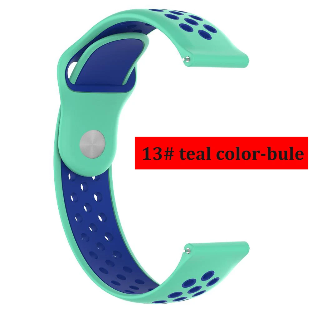 Huawei watch gt ремешок для samsung gear S3/Galaxy watch 46 мм/Amazfit bip/Honor magic двойной цвет силиконовый браслет на запястье - Цвет ремешка: teal color-bule 13