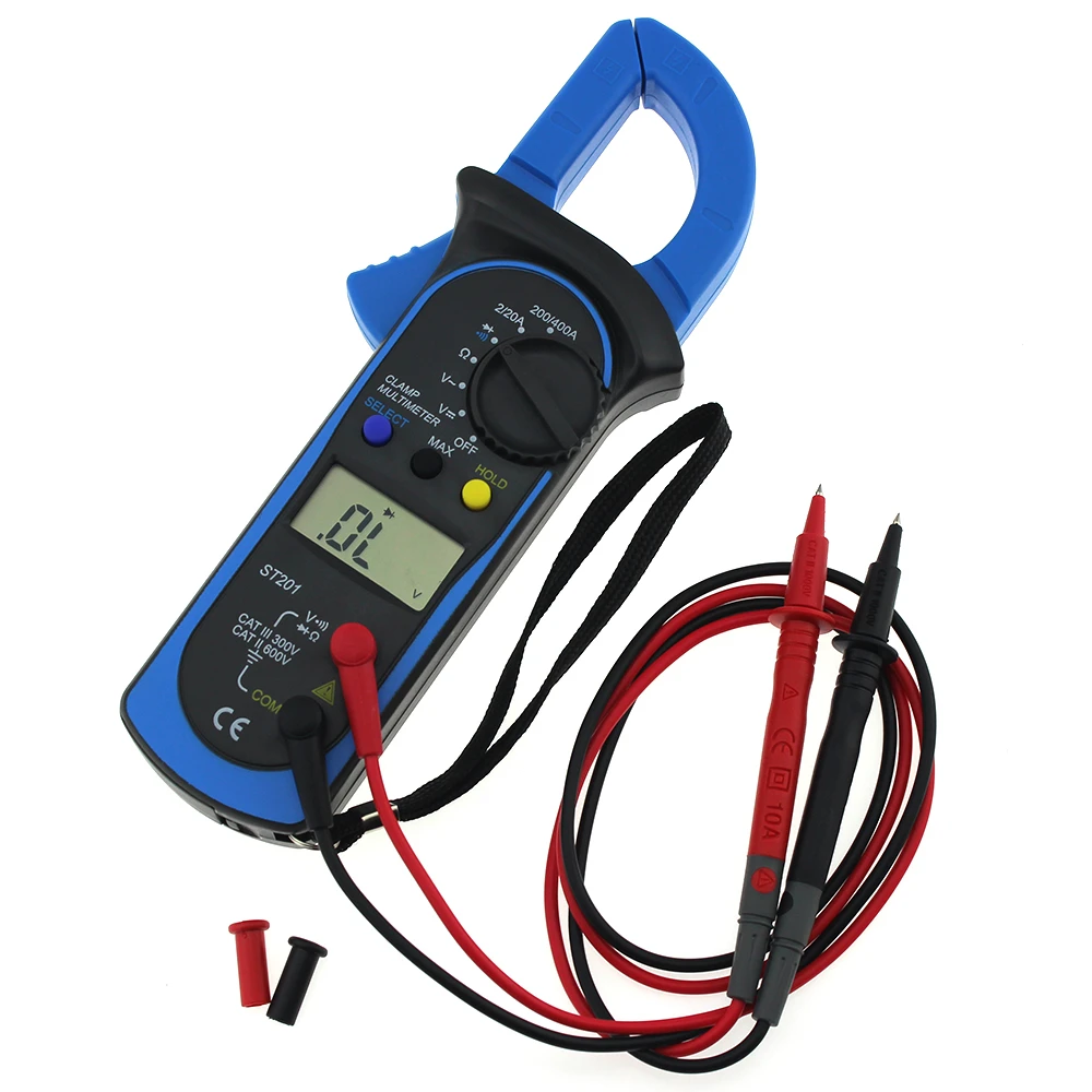 

Digital Handheld Clamp Multimeter ST-201 Auto Range Clamp Tester Meter DMM AC DC Volt Ohm Frequency Clamp MultiMeter