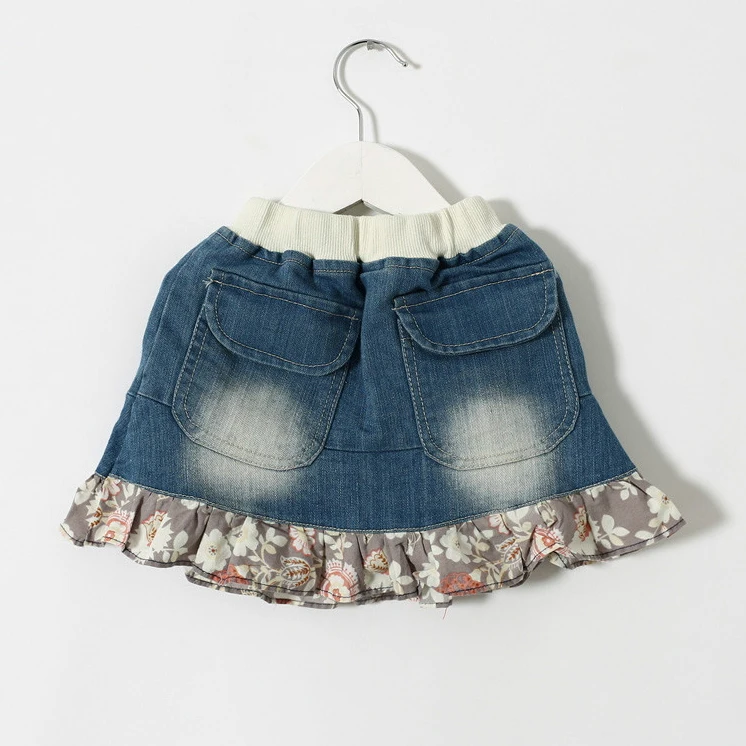 girls flower denim skirt summer new style fashion beautiful children