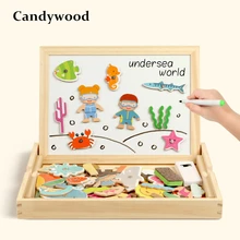 Высококачественные деревянные игрушки, многофункциональная доска для рисования, мультяшный подводный мир, магнитные рыболовные игры, детские развивающие игрушки