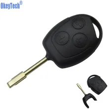 OkeyTech 3 Buttons Blade Uncut Remote Car Key Shell Case Fob Covers For Ford Focus Mondeo Festiva Fusion Suit Fiesta KA NO Logo