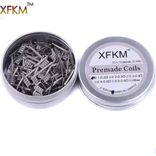 XFKM 50/100 pcs High Density Pre-built NI80 Premade Frameclapton Coil 3 Cores DIY Coil Heating alien clapton Coil Wire for rda