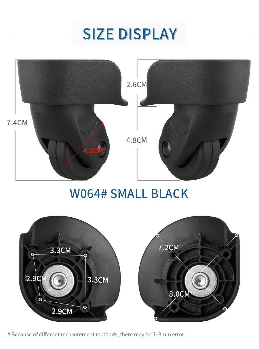 Черное Поворотное Колесо, нейлоновое колесо, оборудование для размещения, ролики для багажа, чемодан, сменные ролики для багажа, чемодан, колесо