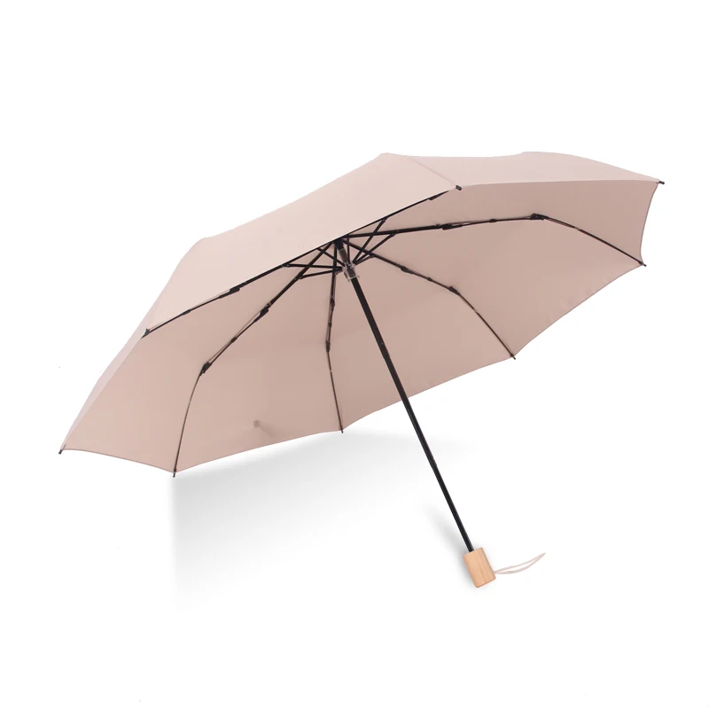 Bachon зонт с деревянной ручкой Женский складной зонт карманный мини супер легкий зонтик - Цвет: Khaki