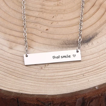 

Engraved That Smile Necklace Mirror Styles Heart Print For Smile Girl Jewelry Stainless Steel Necklace Decoration Pendant