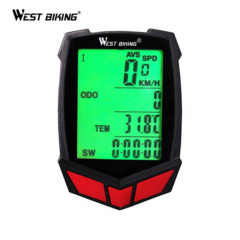 Image Waterproof Wireless Bike Computer 20 Functions Speedometer Odometer Cycling Computer Wireless+ Bike Stopwatch Bicycle Computer