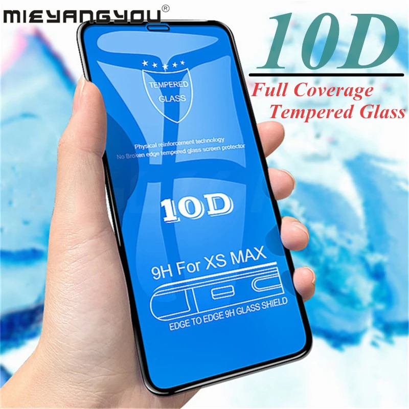 10D Защитное стекло для iPhone Xs Max защита экрана полное покрытие закаленное на XR X 10 6 6s