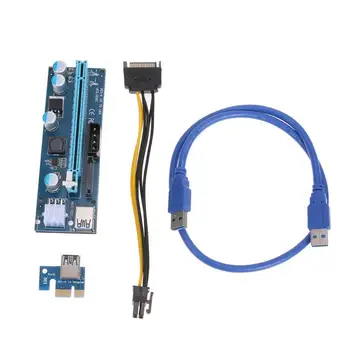 

PCI-E PCI Express 1x to 16x Riser Card Extender Adapter Mining Enhanced 4/6/15Pin Port w/ USB 3.0 Cable SATA 15-6Pin Power Cord