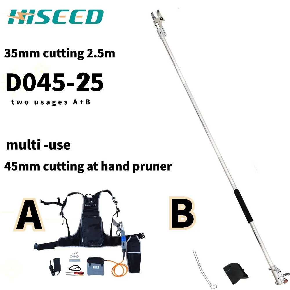 Ручной секатор 45 мм + 35 Телескопический фруктового дерева перезаряжаемые ножницы