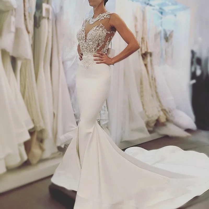 

Sexy Backless Lace Mermaid Wedding Dress 2019 See Through Appliques Vestido De Noiva New D Wedding Dresses