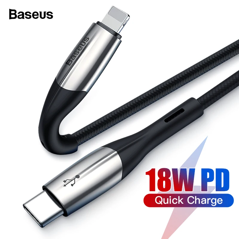 Цена Baseus font b usb b font type C для Lightning font b USB b font кабель для iPhone 11 Pro Max Xs Max X 8 Plus 18 Вт PD Быстрая зарядка зарядное устройство для iPhone шнур