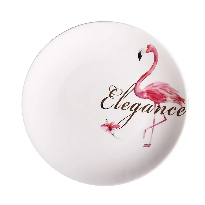 

1piece 4colors Creative Ceramic Dish Salad Plates Household Square Bowl Nordic Cutlery Flamingo Plant Rice Bowl Plate