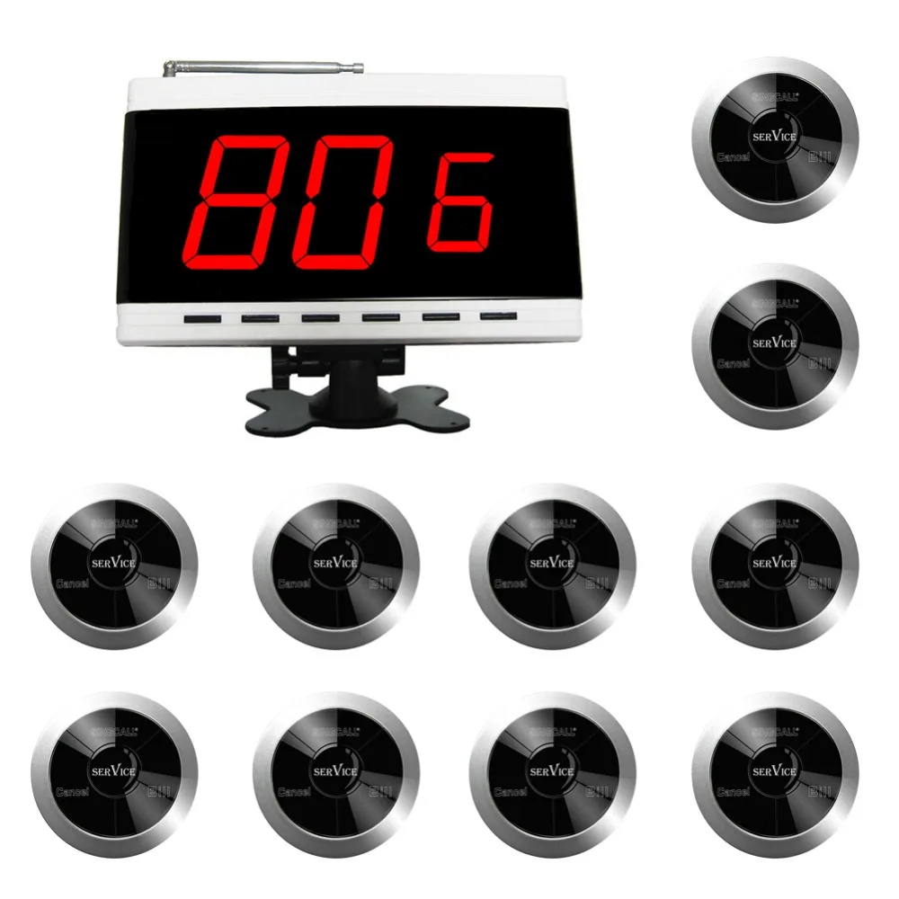 Беспроводной Вызов SINGCALL 1 белый фиксированный дисплей и 10 многокнопочный пейджер