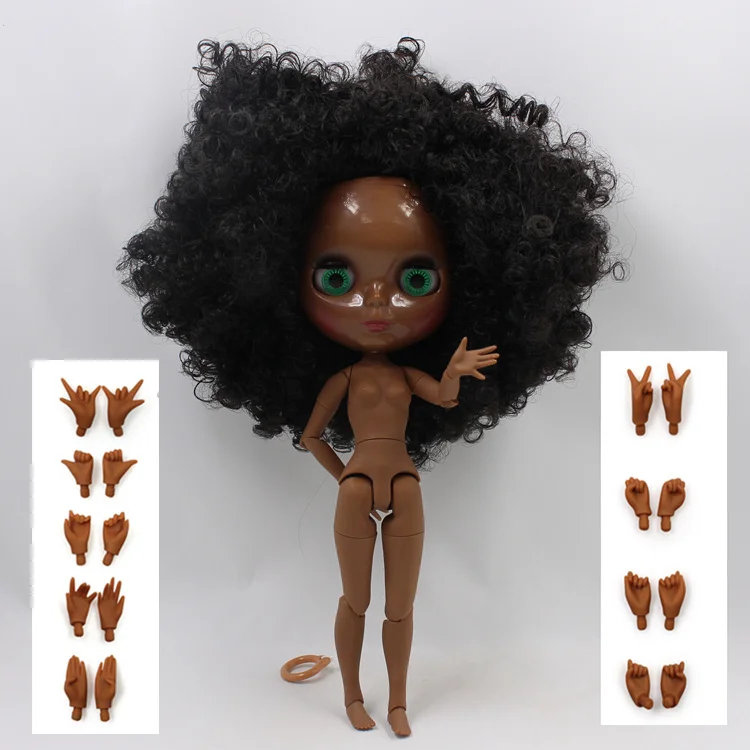 ICY DBS Blyth doll super black skin black hair afro hair joint body shiny face 1/6 bjd 30cm toy 8