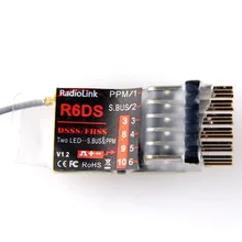 HOBBYMATE RadioLink Smallest Newest Receiver R6DS Rx PPM PWM SBUS Output 6CH 3ms Response for FPV Racing Drone