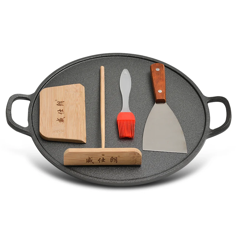 

Non Stick And No-coating Grill Pan Cast Iron Flat Pan 32CM Frying Cooker Smokeless Pizza Flat Pan Melaleuca Griddles