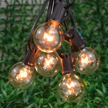 25Ft садовый светильник G40 стеклянная винтажная лампочка накаливания Эдисона наружная декоративная Рождественская гирлянда для патио заднего двора США/ЕС