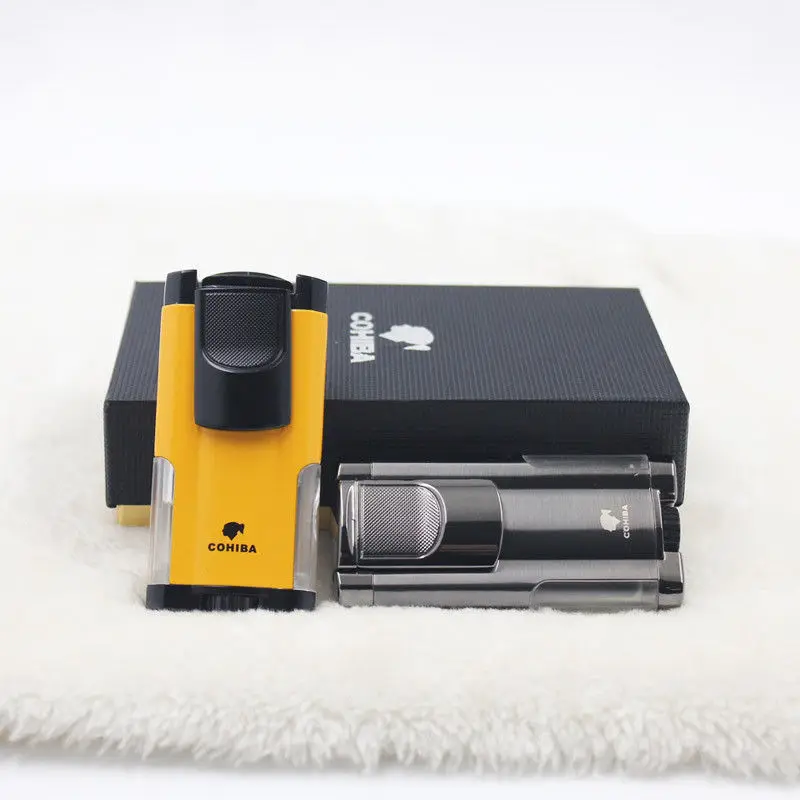 COHIBA зажигалка для сигар металлическая 3 струйная Зажигалка Ветрозащитная
