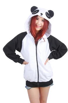 

Wow!!! Free Shipping! Japan Cute Costume China Panda Ears Face Tail Zip Panda Hoodie Hoody Sweatshirt Costume,S M L XL