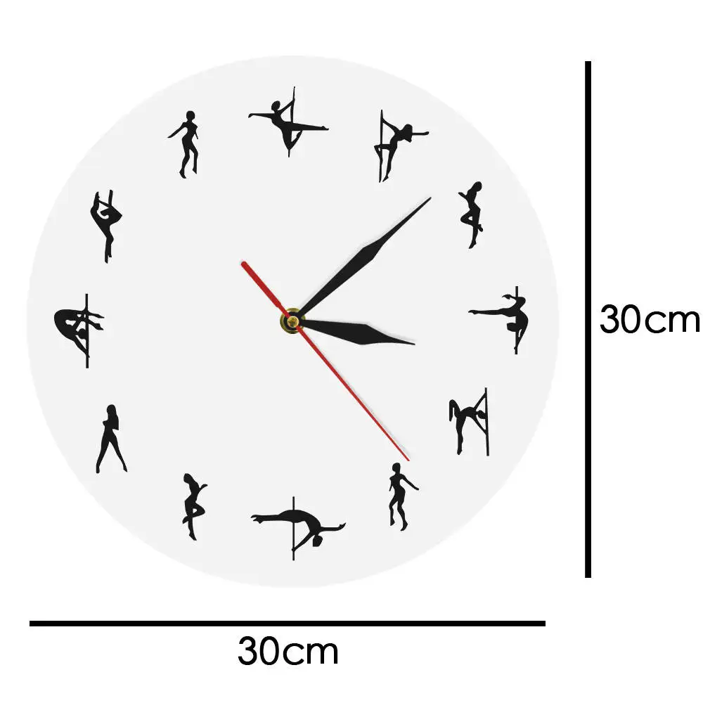 1 шт., настенные часы для танцев на шесте, современные часы для танцев на шесте, беззвучные часы для танцев, подарок для нее, стальная трубка, танцевальный Настенный декор