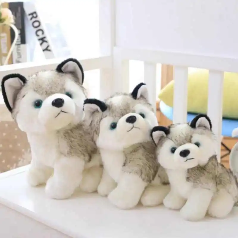 Carino Giocattoli di Peluche di Simulazione Husky 20/25 cm Farcito Bambole di Vita Reale Giocattoli di Peluche Per I Bambini Regali di Compleanno