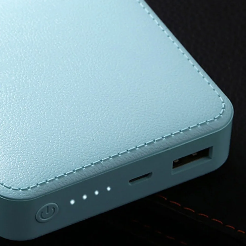 Compact Size 10000mAh Colorful PU External Power Bank Outdoor Travel Battery Charger Power Supply for Smartphones