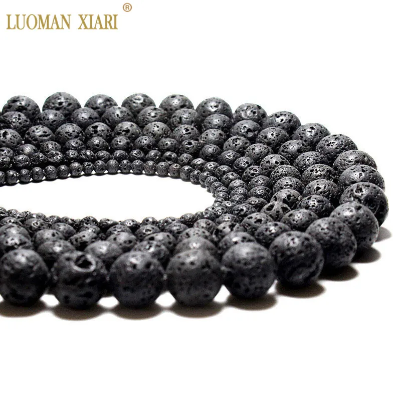 

Wholesale DIY Black Volcanic Lava Beads Round Natural Lava Stone Beads Volcanic-stone Shape Beads for Jewelry Making 4-14mm