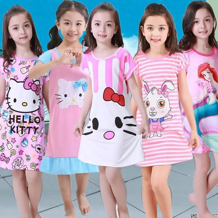 

girl nightdress Baby Pajamas Cotton Princess Nightgown Kids Home dress Summer Dresses big Girl Sleepwear Kids Nightgown D2