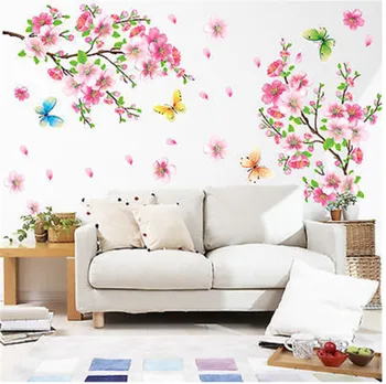 

Large Size Cherry Blossom flower Wall Stickers Waterproof living room bedroom Wall decals 739 Decors Murals poster