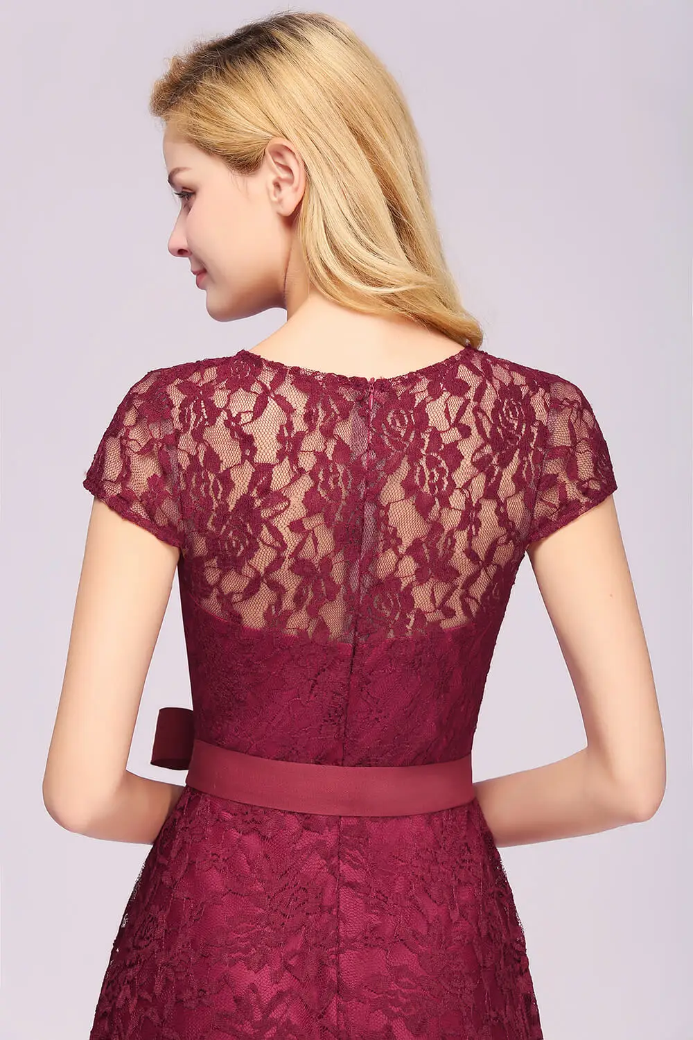 Evening Dress Burgundy Lace For Mother Of The Bride O Neck Elegant Mother Dress