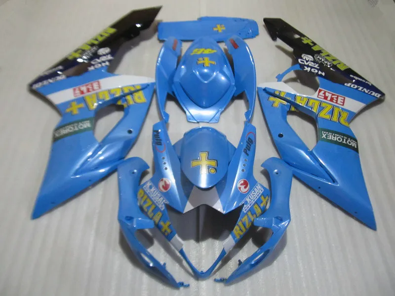 GSXR1000 K5 05 06 GSXR 1000 2005 2006 용 맞춤형 사출 금형 페어링 키트, ABS 플라스틱 파란색 페어링 세트 + 선물용 SE24