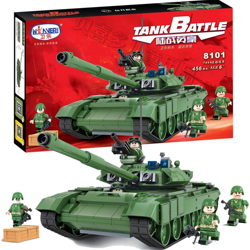 456Pcs Winner Military Battle Tank Model Toys Russia T90A Marine Hero Building Blocks Assembled Compatible With Legoed