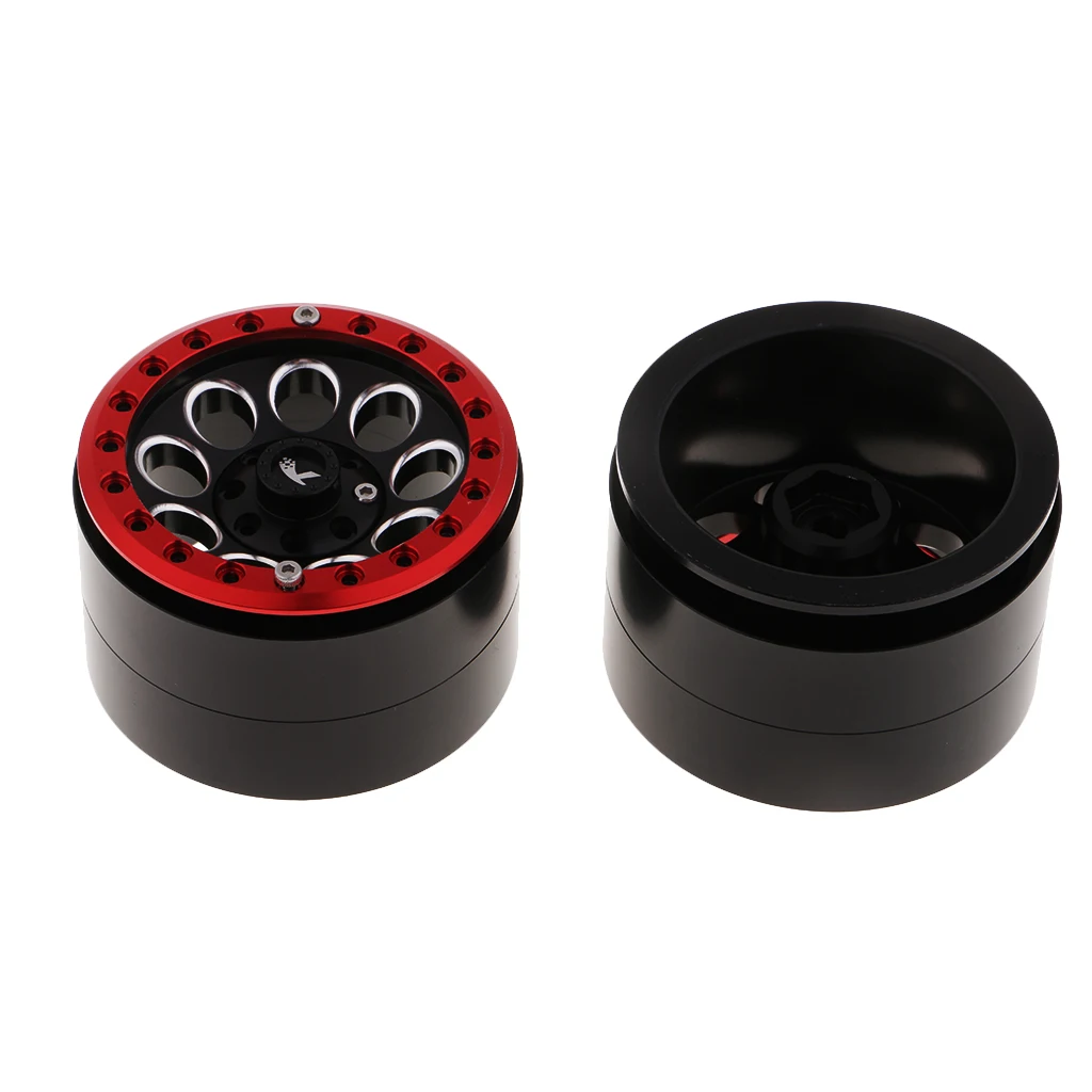 2pcs Aluminum 2.2' Beadlock Wheel Rims for 1/10 Traxxas TRX4 Axial SCX10 D90 RC Rock Crawler