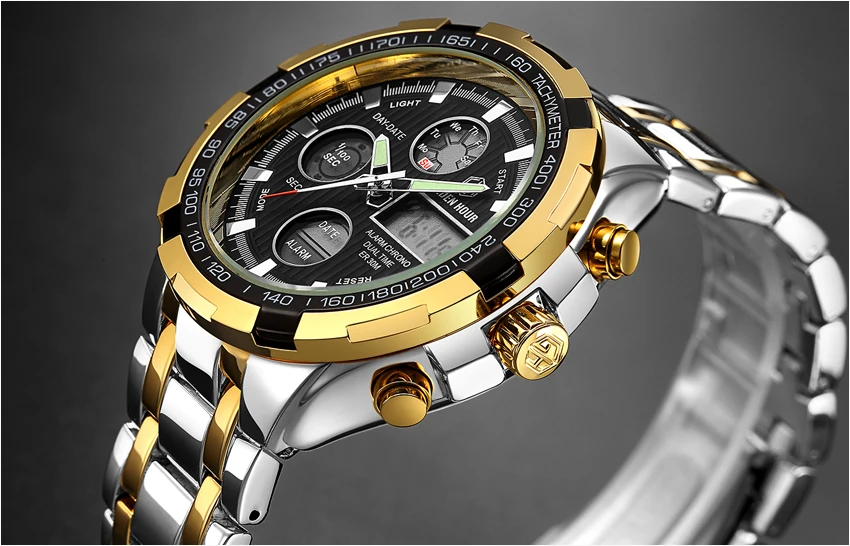 GOLDENHOUR Роскошные брендовые кварцевые наручные часы аналоговые цифровые часы мужские армейские военные спортивные часы мужские часы