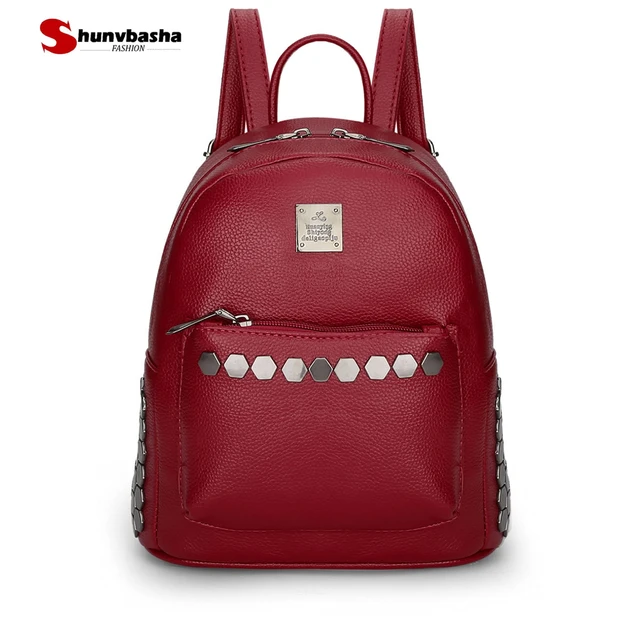 2018 New Fashion Rivets Preppy Style Leisure Simple Color Las 2018 New Fashion Rivets Preppy Style Leisure Simple Color Las Backpack Bag Shoulder Pu Leather