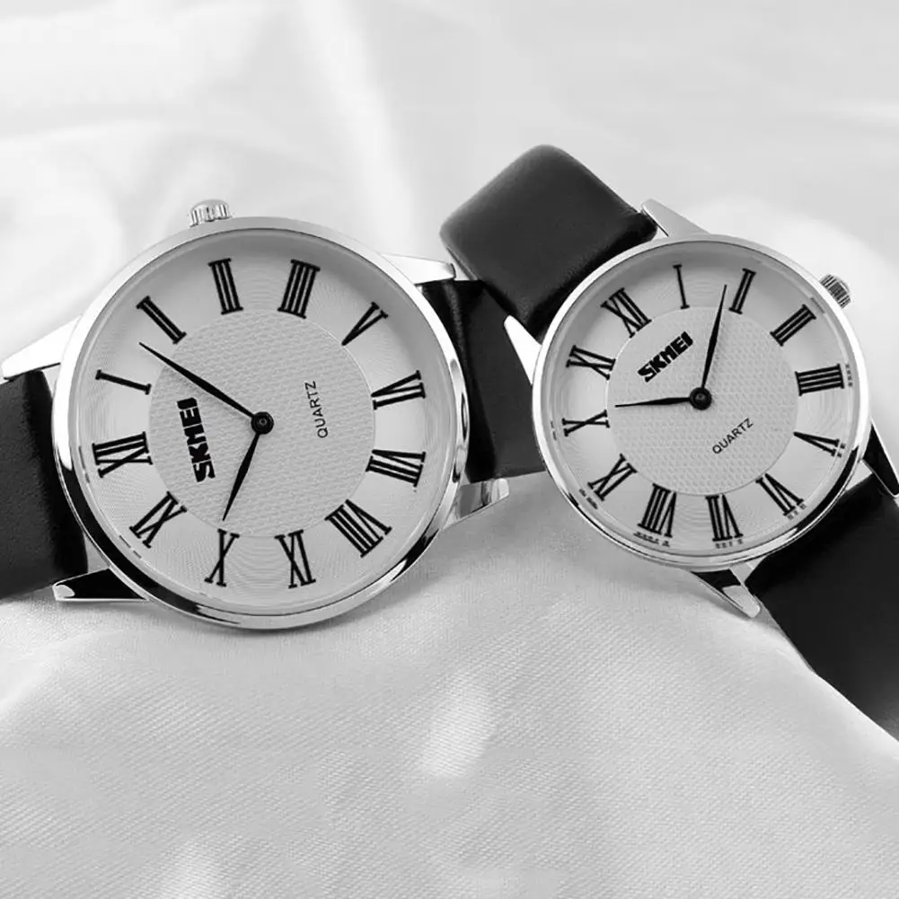 Для женщин Для мужчин Искусственная кожа группа римскими цифрами аналоговые кварцевые пара любовника подарок наручные часы