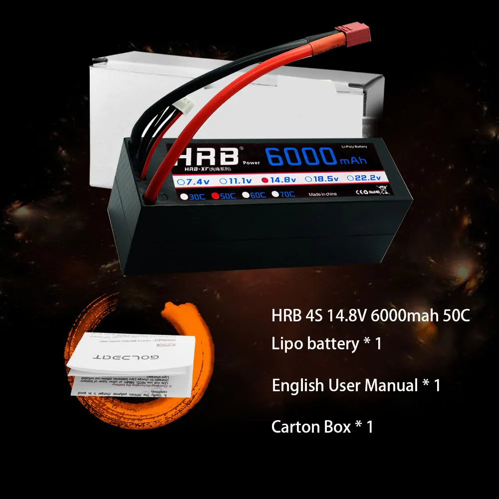 2 шт. HRB RC Lipo батарея 4S 14,8 в 6000 мАч 50C Burst 100C Hrad чехол Deans Разъем для RC багги Truggy гусеничный Монстр Лодка Грузовик