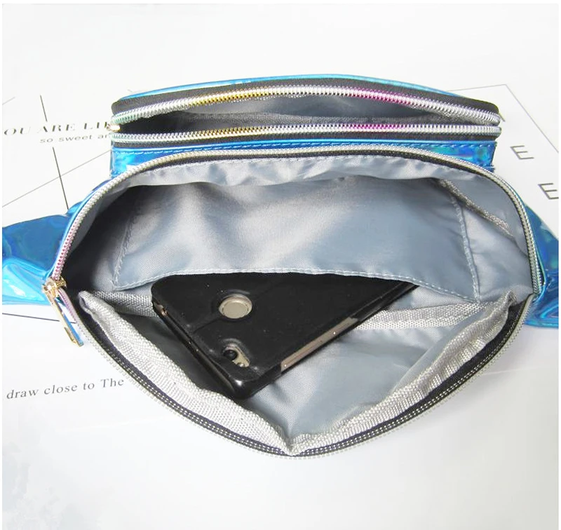 Holograma Для женщин Для мужчин сумка-пояс серебро/золото лазерной мини-сумка кожа Мода голографическая мешок мобильного телефона