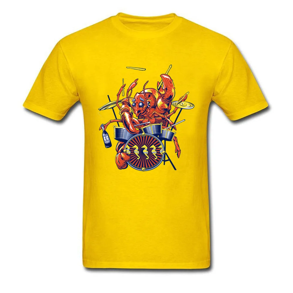 Family Rocking Lobster 3662 Fashionable Short Sleeve Labor Day Tops Tees Prevailing O Neck Cotton Tee Shirts Men T Shirt Rocking Lobster 3662 yellow