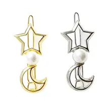 2 шт Металлические Заколки звезда Snd Луна Форма шпильки с жемчугом заколки творческие волосы ювелирные изделия для женщин девочек подростков(золотой, белый