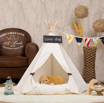 

Four Seasons Fabric Dog house dog bed Pet House Pet Tent Wood Kennel love Dog house Cat Bed House with mat SE19