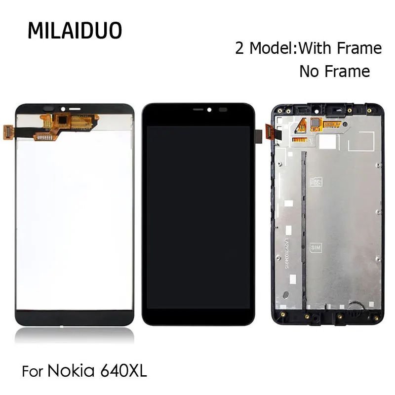 Beste Lcd Display Voor Microsoft Nokia Lumia 640XL 640 Xl Lcd Touch Screen Digitizer Met Frame Vervangende Onderdelen Vergadering Zwart