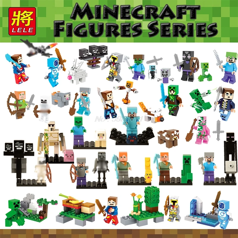 

Minecraft Legoing Minecraft Zombie Creeper Spider Skeleton Ghast Magma Cube Elder Guardian Legoing Figures Blocks Kids Toys Gift
