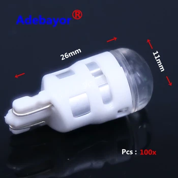 

100 High quality 12V Car Auto LED lamp 194 W5W 1SMD T10 1 LED SMD 3030 Wedge Free shipping