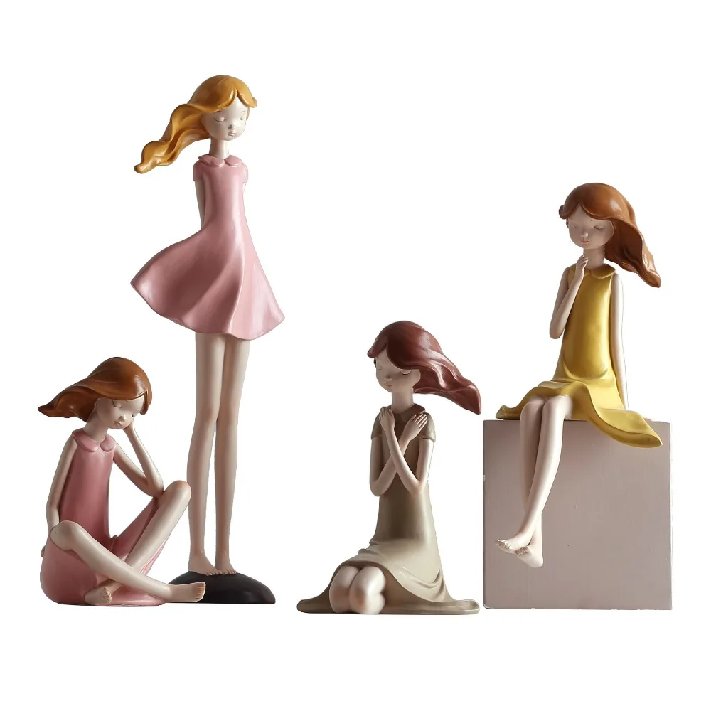 

Creative Girl's Resin Fairy Figurine Living Room Soft Decoration Girl Heart Arrangement Luxury Doll Birthday Gift dropship