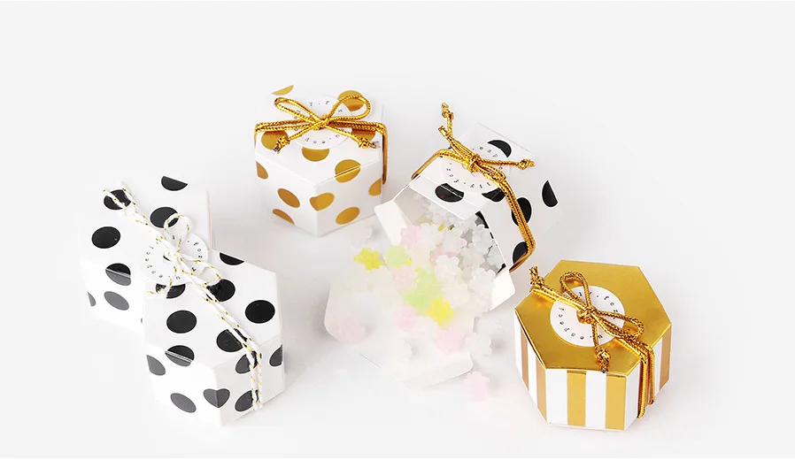 Мини милые Золотые круглые бумажные коробки для конфет в горошек с золотыми полосками для ребенка, Подарочная коробка для дня рождения, свадьбы, вечеринки