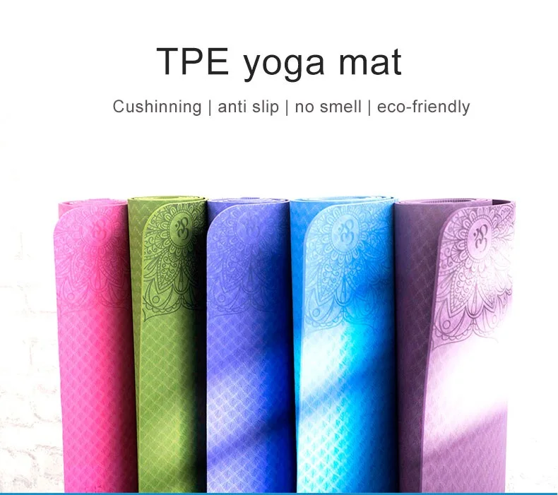 

Eco-friendly Anti Slip TPE Yoga Mat,with Sling and Carry Strap Free Shipping