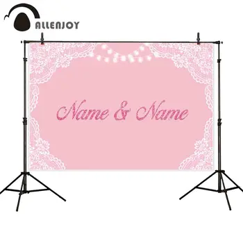 

Allenjoy background for photography pink lace diamond glitter wedding anniversary photocall photobooth prop customize backdrop